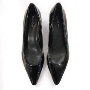 Calvin Klein Dara Patent Leather Kitten Heels Black Women’s Size 8